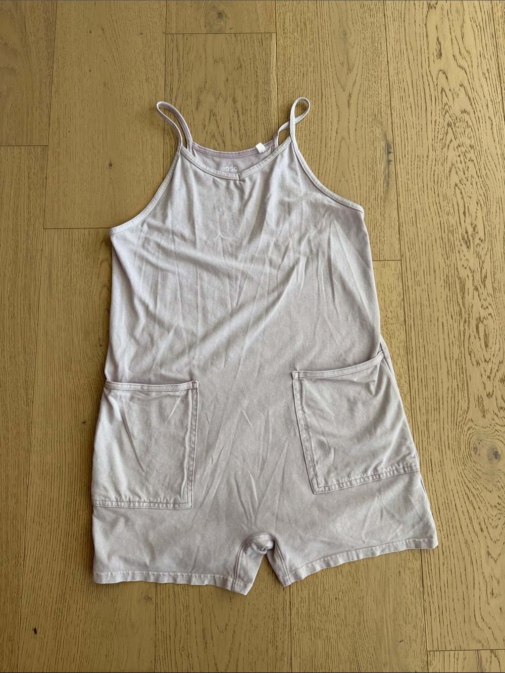 DSG Pale Pink Girls' Sleeveless Cotton Romper with Front Pockets